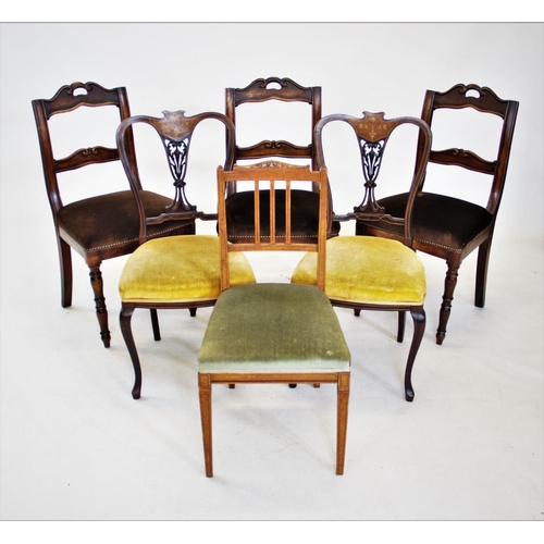 813 - A set of three late 19th century French walnut dining chairs, each with a twin rail back,raised upon... 