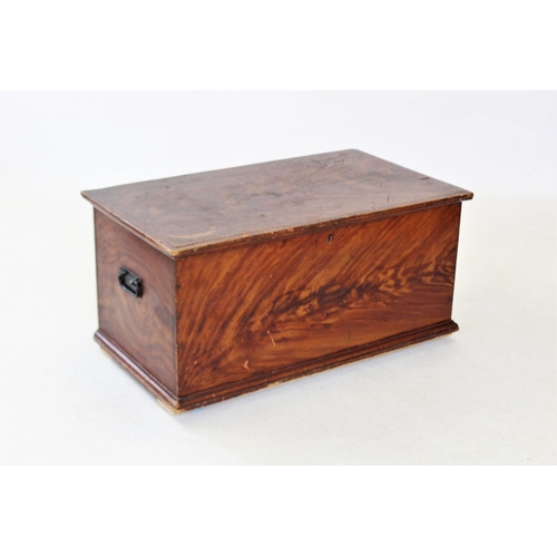 818 - A Victorian scumbled pine blanket box, with a fitted candle box and applied with iron swing handles,... 