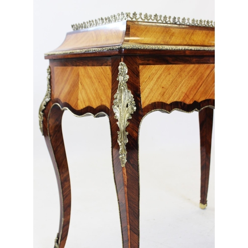 822 - A French rosewood and kingwood jardinere planter, late 19th century, of rectangular form with a galv... 