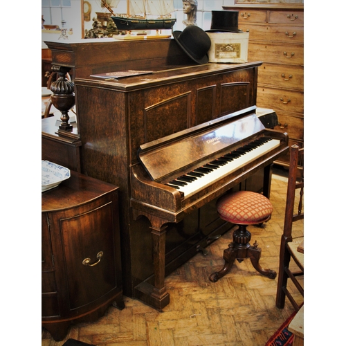 828 - An early 20th century Chappell of London walnut upright overstrung piano, 127cm H x 147cm W x 68cm D