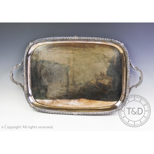 100 - An early 20th century silver plated twin handed serving tray, Elkington & Co, Birmingham, of lozenge... 