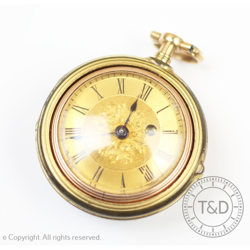 106 - A lady's pair cased fob watch, 19th century and later, key wind, gilt dial with black roman numerals... 