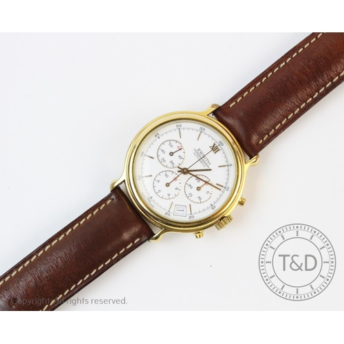 112 - A Zenith automatic chronograph, circular white dial with gold toned markers and hands, three subsidi... 