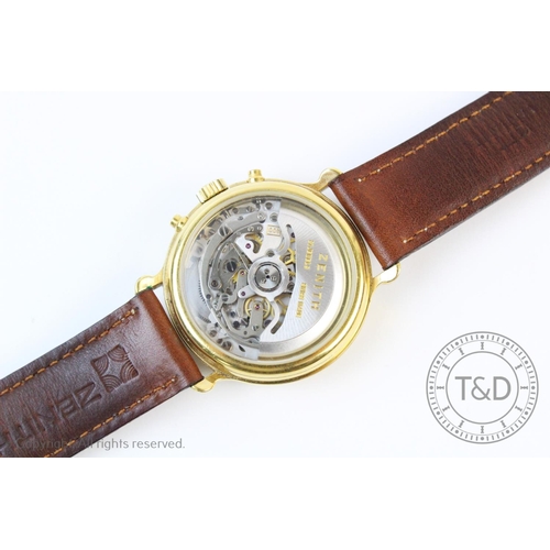 112 - A Zenith automatic chronograph, circular white dial with gold toned markers and hands, three subsidi... 