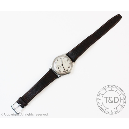 115 - A gent's Omega self-winding wristwatch, the silver dial with black arabic numerals with subsidiary d... 