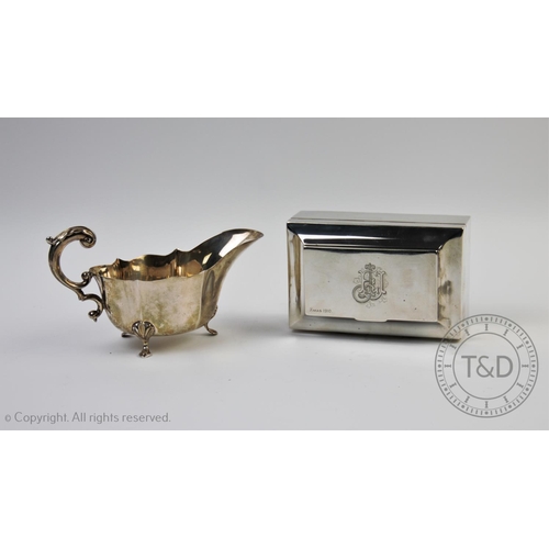 17 - An Edwardian silver cigarette box, Wright & Davies, London 1902, of plain polished rectangular form,... 