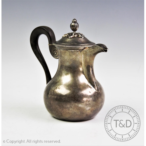 38 - A late 19th century French silver hot water jug, Alexandre-Auguste Turquet, Paris, the plain polishe... 