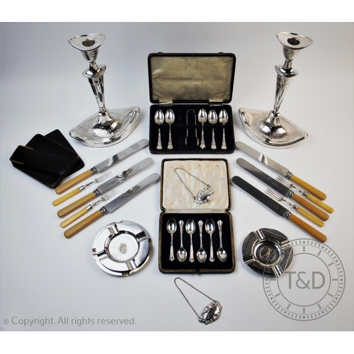 54 - A selection of silver and silver plated wares, to include a set of six Albany pattern silver teaspoo... 