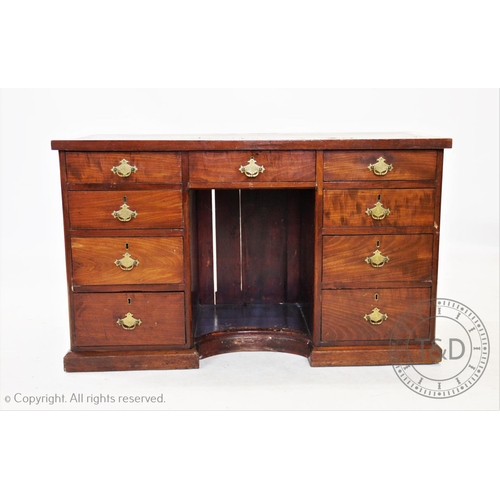 821 - A Victorian mahogany twin pedestal desk, the rectangular leather inset top above a central frieze dr... 