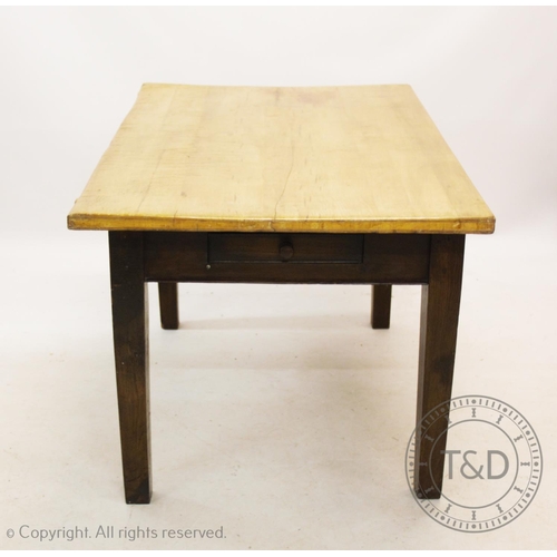 868a - A 19th century and later scrub top kitchen table, the rectangular table top supported on an oak fram... 