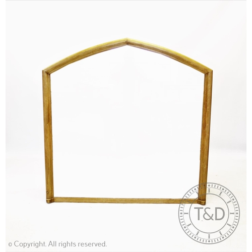 870 - A pine framed over mantel mirror, early 20th century, of lancet form with a plain moulded frame, 137... 