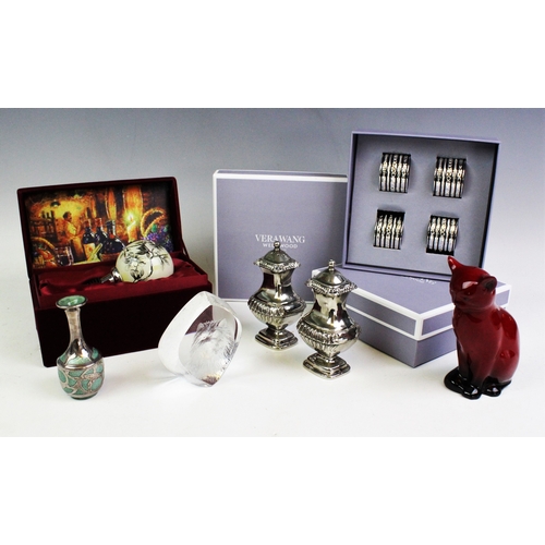 103 - An assortment of silver, silver plate and ceramics, to include a set of eight Vera Wang Wedgwood nap... 