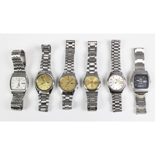 106A - A collection of six Seiko gentleman's wristwatches, to include an automatic stainless steel wristwat... 