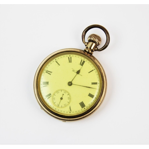 106 - A Waltham pocket watch, the white enamel dial with black Roman numerals and subsidiary seconds dial,... 