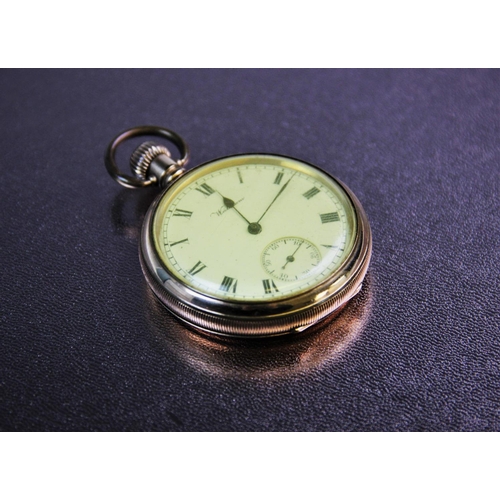 106 - A Waltham pocket watch, the white enamel dial with black Roman numerals and subsidiary seconds dial,... 