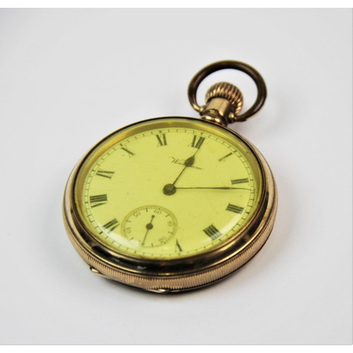 106 - A Waltham pocket watch, the white enamel dial with black Roman numerals and subsidiary seconds dial,... 