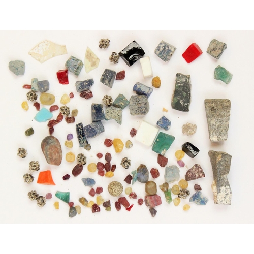 130 - Assorted rough natural gem fragments, to include approx. 246 carats of sapphires, approx. 34 carats ... 