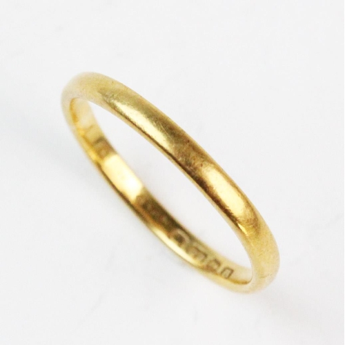 180 - A 22ct gold wedding band, gross weight 3.2gms