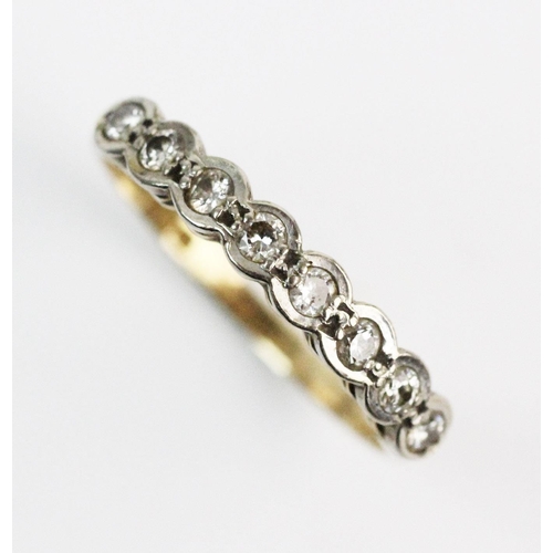 190 - A diamond set 18ct gold half-eternity ring, comprising eight  small brilliant cut diamonds claw set ... 