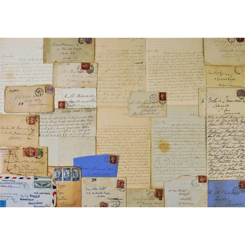 210 - A collection of early 19th century pre-postage stamp letters addressed to Mary Mather, sent by her f... 