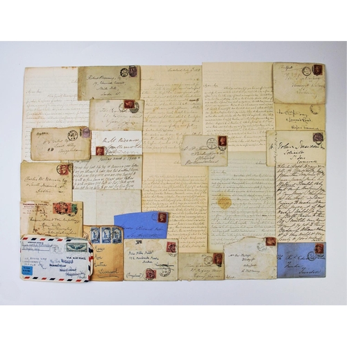 210 - A collection of early 19th century pre-postage stamp letters addressed to Mary Mather, sent by her f... 