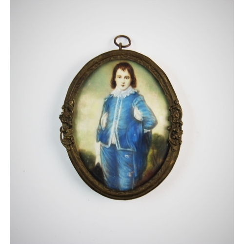 211 - English School, 
Portrait miniature,
After Thomas Gainsborough (1727-1788), 
Watercolour on ivory, 
... 