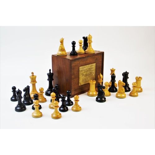 216 - A J. Jaques & Son Ltd 'The Staunton Chessmen' chess set, two prize medals awarded, early 20th centur... 