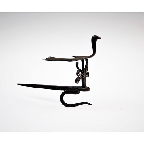 217 - A novelty wrought iron coat hook, the handcrafted design with stylised dove atop a tree, with nail w... 