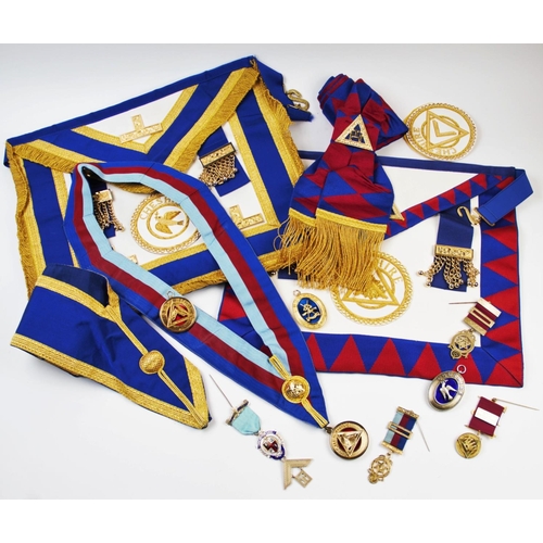 234 - MASONIC INTEREST: A selection of medals, badges, sashes etc, to include, an enamelled 'Torkington Lo... 