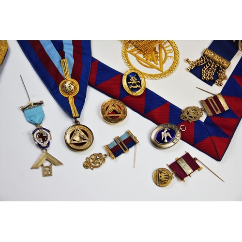 234 - MASONIC INTEREST: A selection of medals, badges, sashes etc, to include, an enamelled 'Torkington Lo... 