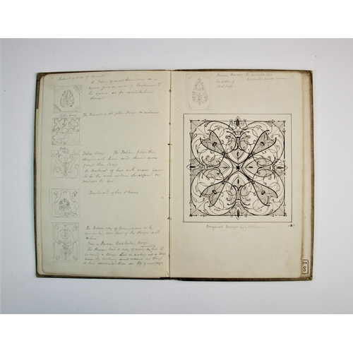 243 - A small hardback notebook containing notes and sketches made at a lecture given in 1897 by G.W. Cart... 