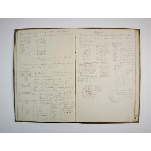 243 - A small hardback notebook containing notes and sketches made at a lecture given in 1897 by G.W. Cart... 