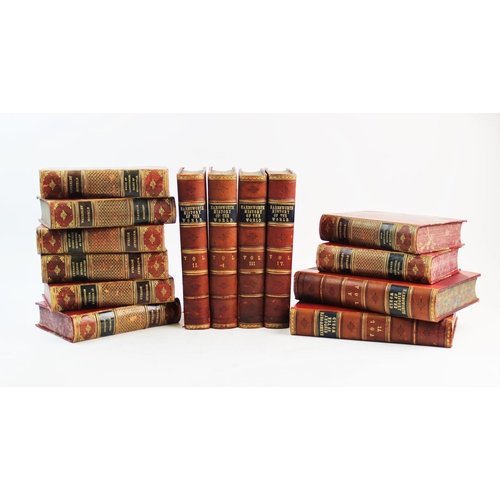 248 - DECORATIVE BINDINGS:  SCOTT (Sir Walter), THE WAVERLEY NOVELS, 12 vols, 3/4 red leather, red and gil... 