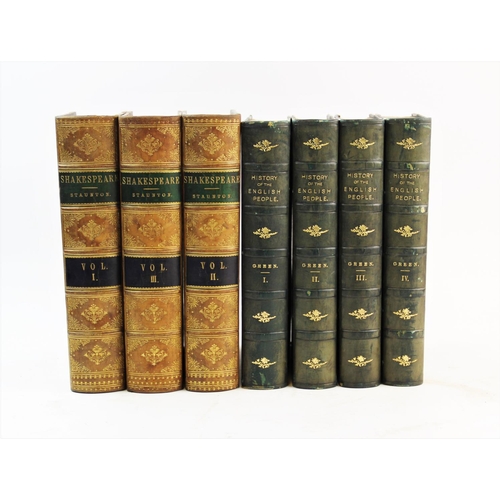 249 - DECORATIVE BINDINGS: SHAKESPEARE (W), THE PLAYS OF SHAKESPEARE, edited by Howard Staunton, 3 vols, 3... 