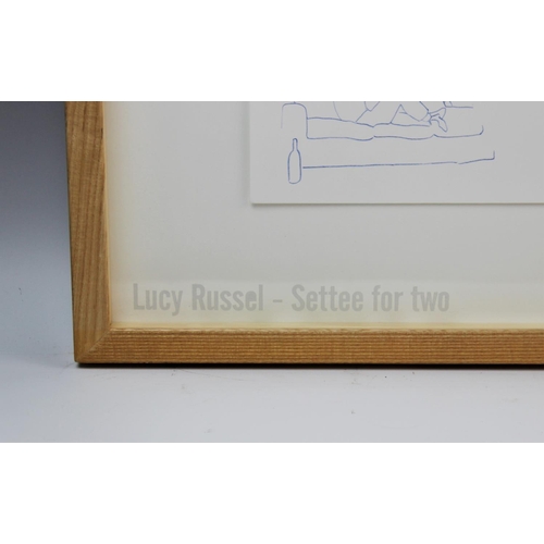 293 - Lucy Russel (contemporary),  
Biro and coloured pencil on paper,  
'Settee For Two',  
Named and tit... 