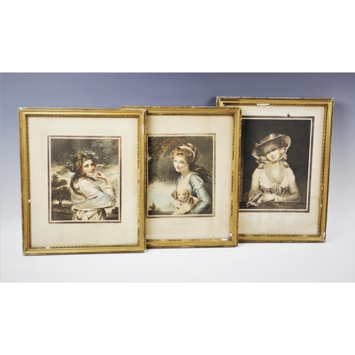 295 - After Sir Joshua Reynolds, George Romney and others,
Eight portrait prints of women, 
19th century a... 