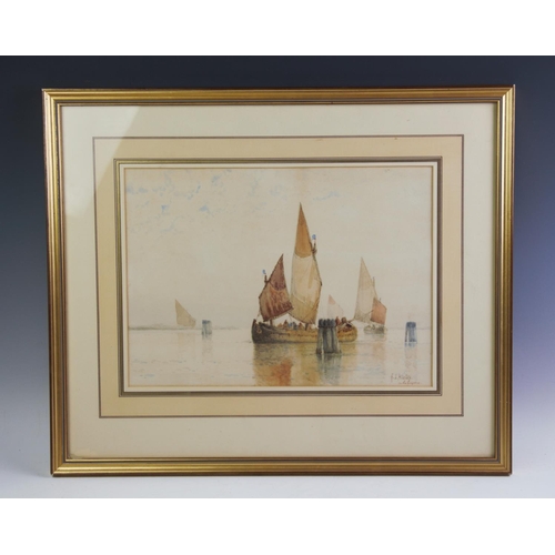 308 - F J Aldridge (1850-1933),
A pair of watercolours on paper,
Maritime scenes,
Each signed lower right,... 