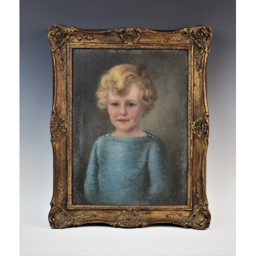 334 - English school (20th century),  
Two oils on canvas,  
Portraits of Michael Aldersey aged 3 1/2, and... 