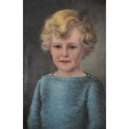 334 - English school (20th century),  
Two oils on canvas,  
Portraits of Michael Aldersey aged 3 1/2, and... 