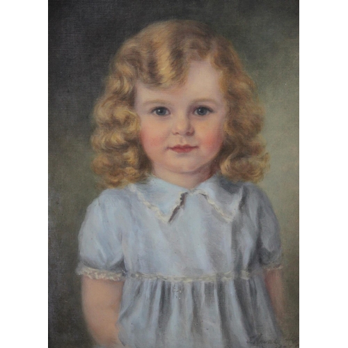 334 - English school (20th century),  
Two oils on canvas,  
Portraits of Michael Aldersey aged 3 1/2, and... 