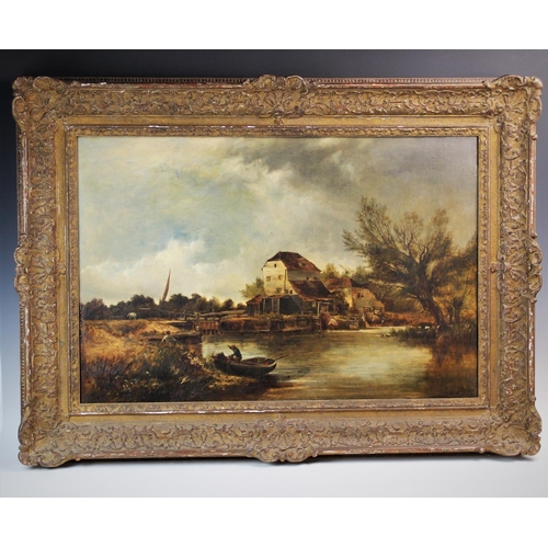 345 - Fredrick Waters Watts (1800-1862),  
Oil on canvas,  
'The Old Mill At The Lock',  
Signed lower rig... 