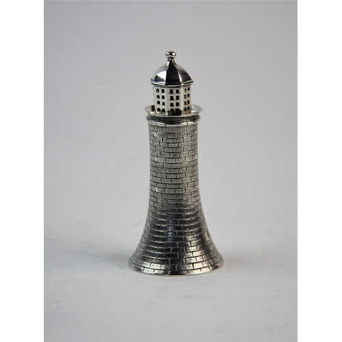 63 - A novelty silver lighthouse pepperette, John Angell II & George Angell, London 1842, with stretcher ... 