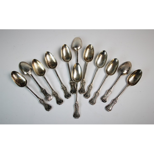 68 - A set of twelve Victorian Kings pattern silver teaspoons, Robert Gray & Son, Glasgow 1845, each with... 