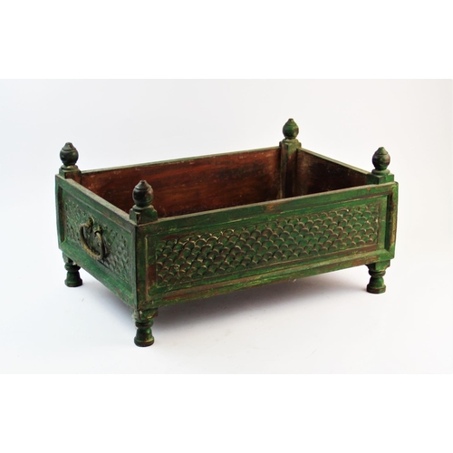 934 - A Japanned metal two handle tub, painted with a gilt floral frieze, 70cm long, two graduated painted... 