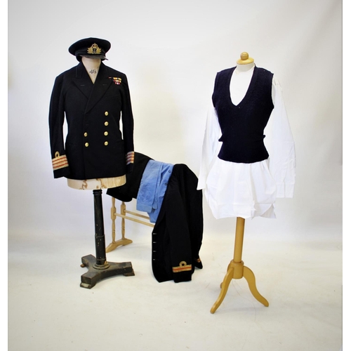 237 - A collection of naval interest dress and other uniforms, early 20th century, comprising; three peake... 