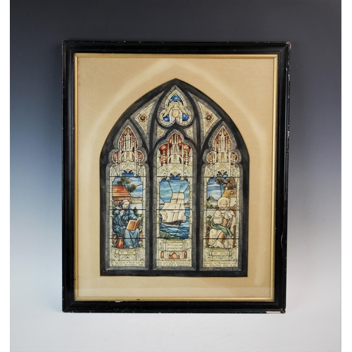 323 - Christopher Charles Powell (1876-1955), 
Watercolour on paper, 
'The West Window in the Church at Ro... 