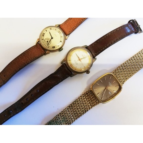 114 - A Smiths 9ct gold wristwatch, round cream dial with Roman numerals and subsidiary dial to six 'o' cl... 