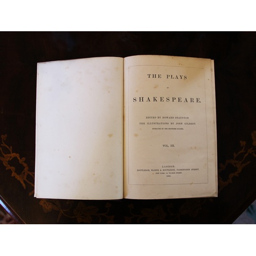 249 - DECORATIVE BINDINGS: SHAKESPEARE (W), THE PLAYS OF SHAKESPEARE, edited by Howard Staunton, 3 vols, 3... 