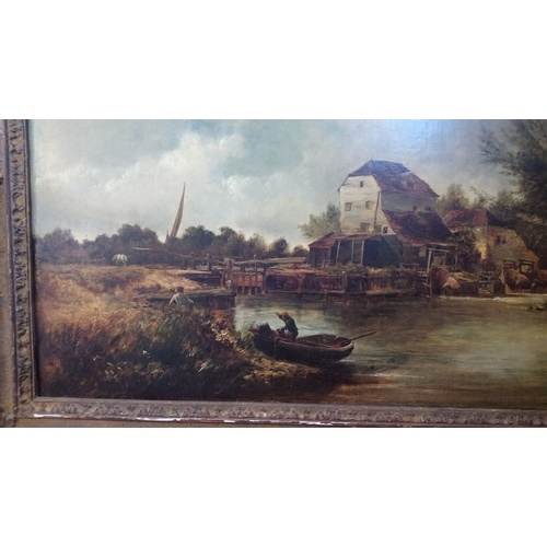 345 - Fredrick Waters Watts (1800-1862),  
Oil on canvas,  
'The Old Mill At The Lock',  
Signed lower rig... 