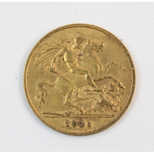 108 - A George V half sovereign, dated 1911, weight 4.0gms